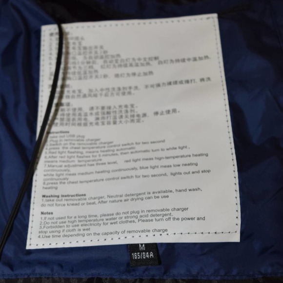 CHANGEOWN - Blue zipper front puffer vest with USB port- Men's size M - Picture 4 of 5